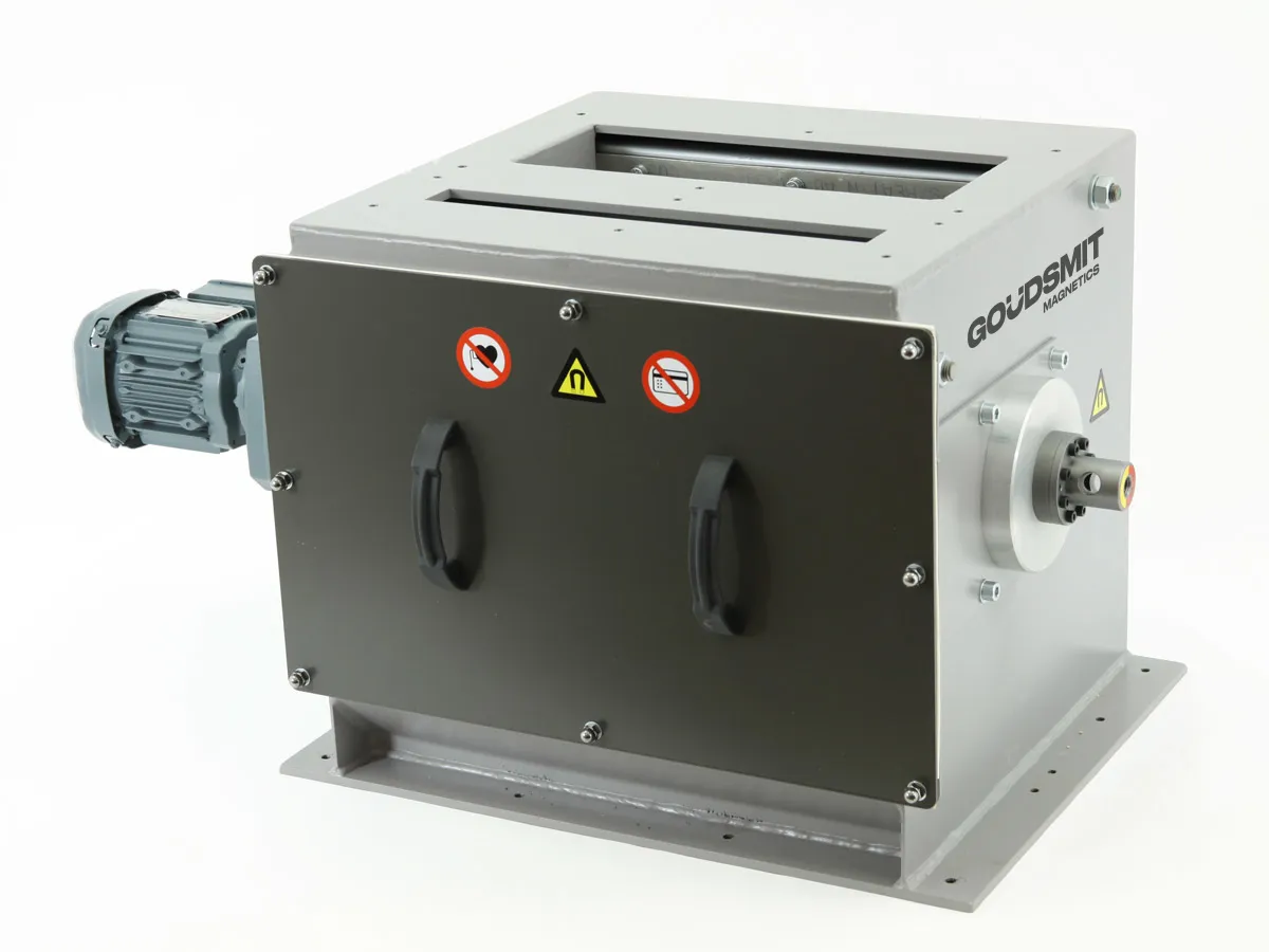 เครื่องแยกแม่เหล็กชนิดถังหมุน (Magnetic Drum) 3000 Gauss สำหรับอุตสาหกรรมทั่วไป